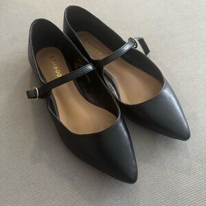Black Pointed Toe Mary Jane Flats